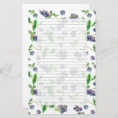 Wilde Bosbessen Waterverf Fruit Grey Lined Briefpapier (Voorkant / Achterkant)