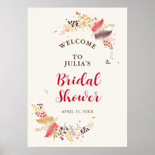 Wilde bosbloemen varens bladeren bruiloft poster