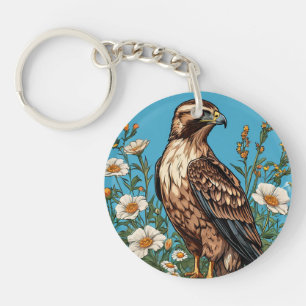 🦅 Wilde Buizerd Bloem – Bloemrijke Natuur Harmoni Sleutelhanger