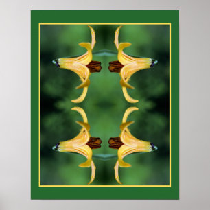 Wilde Canadese lelie en insectenspiegel Abstract Poster