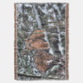 Wilde Canadese Moose in Winter Forest Deken (Voorkant Verticaal)