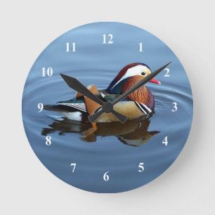 Wilde colorful Duck Blue Water Photo Ronde Klok