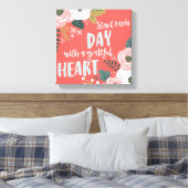 Wilde dagdromen - Grateful Heart Typografie Canvas Afdruk (Insitu (Slaapkamer))