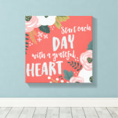 Wilde dagdromen - Grateful Heart Typografie Canvas Afdruk (Insitu (Houten vloer))