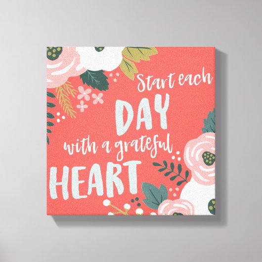 Wilde dagdromen - Grateful Heart Typografie Canvas Afdruk (Voorkant)