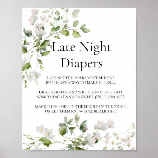 Wilde daisy blooms Late Night Diaper Sign Poster (Voorkant)