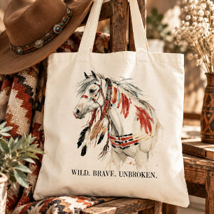 Wilde Dappere Ongebroken Geschilderde Paard Tote Bag