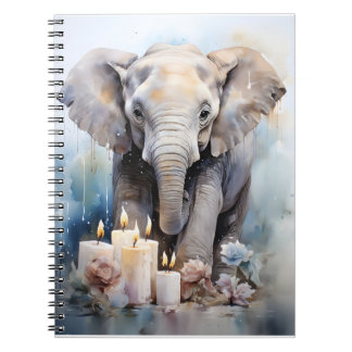 Wilde dier met kaarsen en bloemen olifant notitieboek