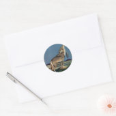  Wilde Dier, Wolf Howling bij de maan Ronde Sticker (Envelop)