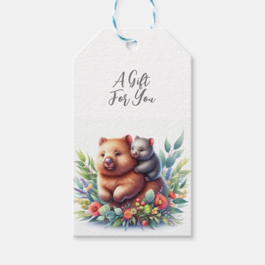 Wilde dier wombat cadeaulabel (Voorkant)