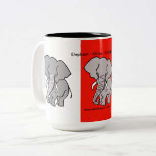 Wilde dieren - Afrikaanse olifant - Natuur - Rood Tweekleurige Koffiemok