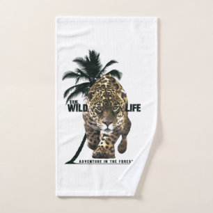 Wilde dieren, avonturen in het bos T-Shirt Button Bad Handdoek