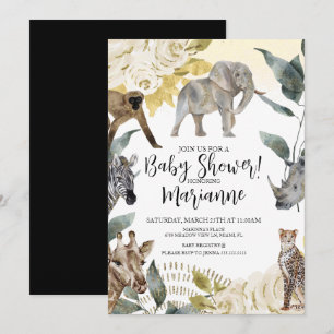 Wilde Dieren Baby Shower Nep Goud Glitter Kaart
