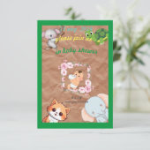 wilde dieren baby shower platte kaart (Staand voorkant)