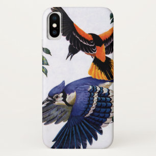 wilde dieren, blauwe jassen die vliegen iPhone x hoesje