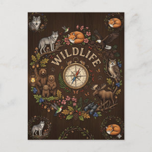 "Wilde dieren" Bos Avontuur Illustratie Feestdagenkaart