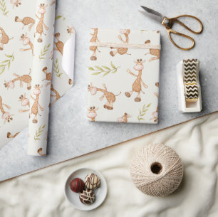Wilde dieren Giraffe Kinderen Cadeaupapier