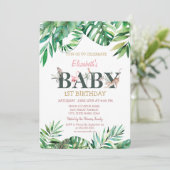 Wilde dieren Greneery striped Birthday Kaart (Staand voorkant)