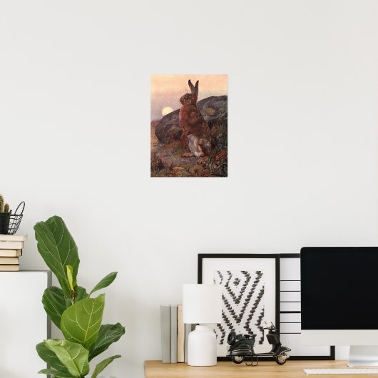 wilde dieren, hazen van Winifred Austen Poster (Thuiskantoor)