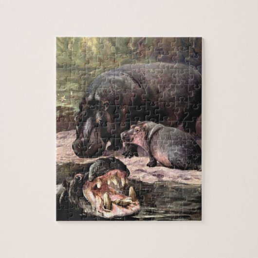 wilde dieren, Hippopotamus van CE Swan Legpuzzel (Verticaal)