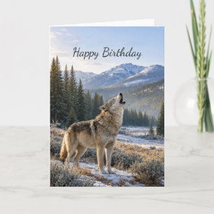Wilde Dieren Huilende Grijze Wolf Verjaardag Kaart