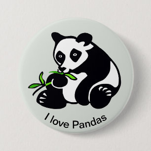 Wilde dieren - I love PANDAS - Wildlife - Groen Ronde Button 7,6 Cm