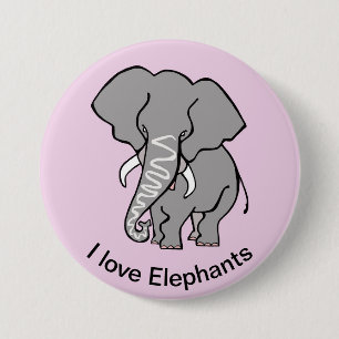 Wilde dieren Ik hou van olifanten - Afrika - roze Ronde Button 7,6 Cm