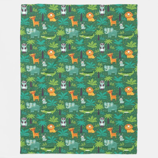 Wilde dieren in Oerwoud Fleece Deken (Voorkant)