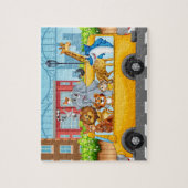 Wilde dieren in schoolbus legpuzzel (Verticaal)