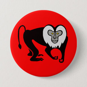 Wilde dieren - Leeuwenstaartmakaak -Aap -Rood Ronde Button 7,6 Cm