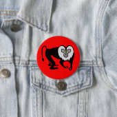 Wilde dieren - Leeuwenstaartmakaak -Aap -Rood Ronde Button 7,6 Cm (In situ)