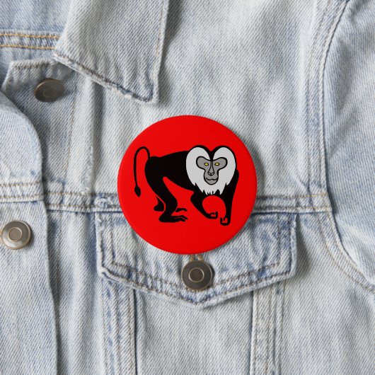 Wilde dieren - Leeuwenstaartmakaak -Aap -Rood Ronde Button 7,6 Cm (In situ)