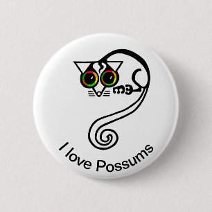 Wilde dieren - liefde POSSUMS - Australische wilde Ronde Button 5,7 Cm