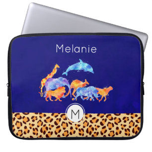 Wilde dieren met luipaard laptop sleeve