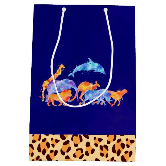 Wilde dieren met luipaard medium cadeauzakje (Achterkant)