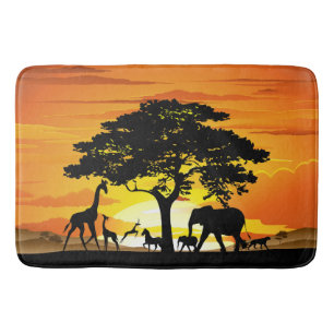 Wilde dieren op de Afrikaanse Savanna Sunset Badmat