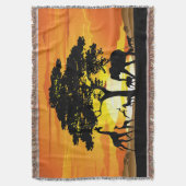 Wilde dieren op de Afrikaanse Savanna Sunset Deken (Voorkant Verticaal)