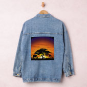 Wilde dieren op de Afrikaanse Savanna Sunset Denim Jacket (Hangar)
