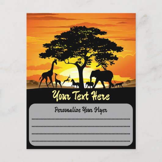 Wilde dieren op de Afrikaanse Savanna Sunset Flyer (Voorkant)