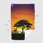 Wilde dieren op de Afrikaanse Savanna Sunset Golfhanddoek (Insitu)