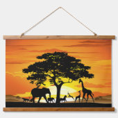Wilde dieren op de Afrikaanse Savanna Sunset Hangend Wandkleed (Voorkant 2)