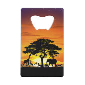 Wilde dieren op de Afrikaanse Savanna Sunset Kredietkaart Flessenopener (Voorkant)