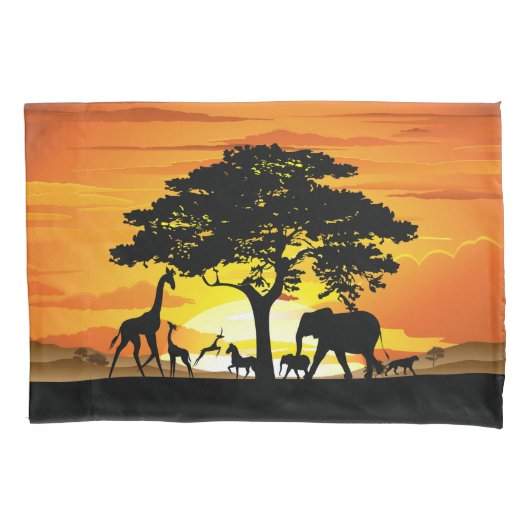 Wilde dieren op de Afrikaanse Savanna Sunset Kussensloop (Voorkant)