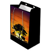 Wilde dieren op de Afrikaanse Savanna Sunset Medium Cadeauzakje (Achterkant Gekanteld)