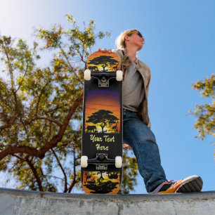 Wilde dieren op de Afrikaanse Savanna Sunset Skateboard