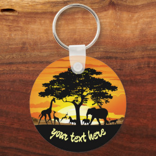 Wilde dieren op de Afrikaanse Savanna Sunset Sleutelhanger