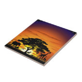 Wilde dieren op de Afrikaanse Savanna Sunset Tegeltje (Zijkant)