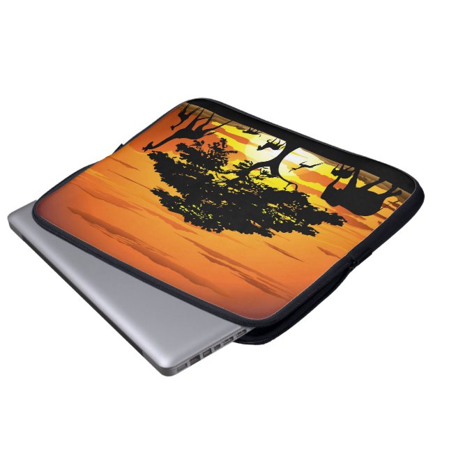 Wilde dieren op Savannah Sunset Electronics Bag Laptop Sleeve (Voorkant onderkant)
