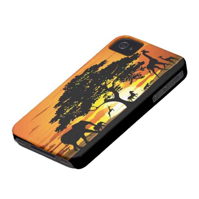 Wilde dieren op Savannah Sunset iPhone 4 Case (Onderkant)
