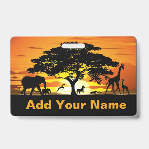 Wilde Dieren op Savannah Zonsondergang Polsbandjes Badge